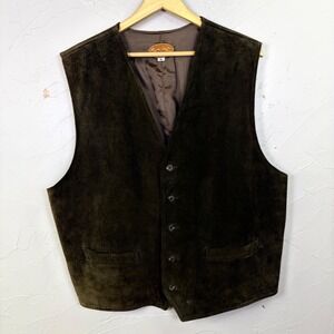 Vintage Golden Bear Suede Leather Vest Mens XL Brown Western Gorpcore USA Made